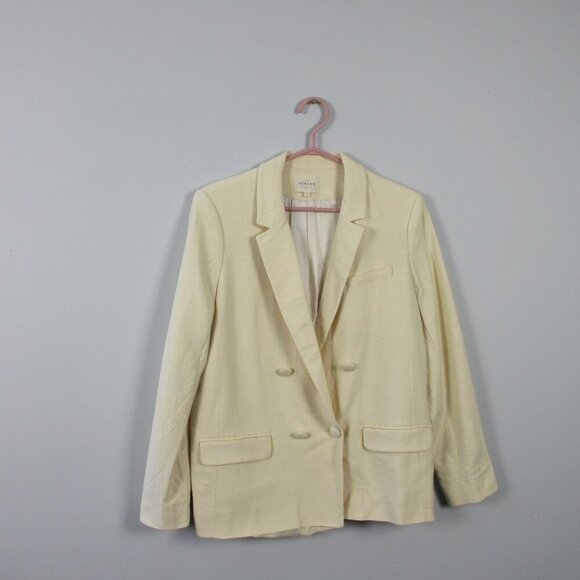 Sezane Christie Jacket Women Blazer 40 Butter Yellow Linen Career Preppy 766 - Picture 1 of 16